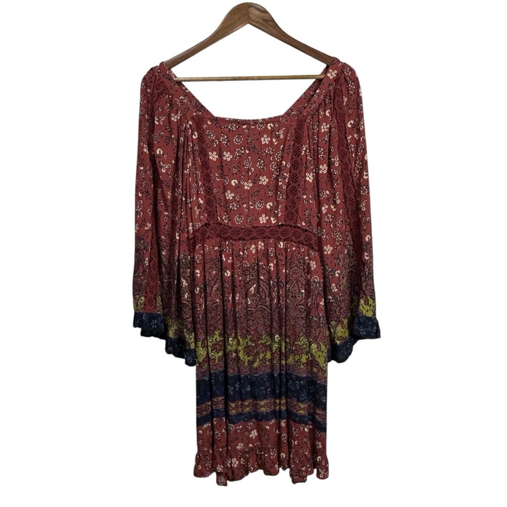 Angie Floral Bell Sleeve Lace Boho Festival Dress Large - Picture 2 of 11
